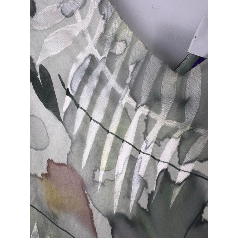 Simply Silk Dress M Green Floral Bias Cut Asymmetrical Midi Silk Blend Y2K Resor - Picture 3 of 6